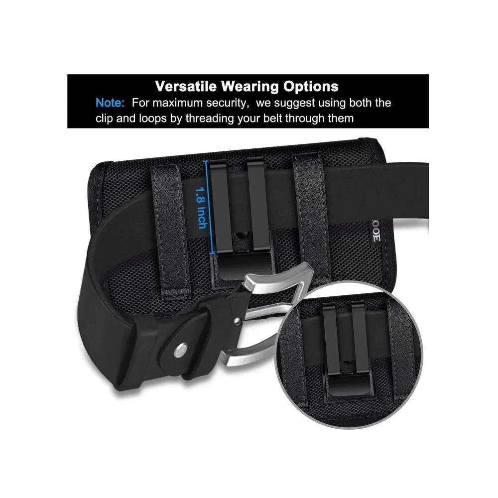 ykooe XXL Rugged Nylon Cell Phone Belt Holster - Black